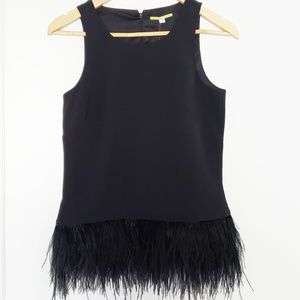 Gianni Bini•black blouse with 100% ostrich feather
